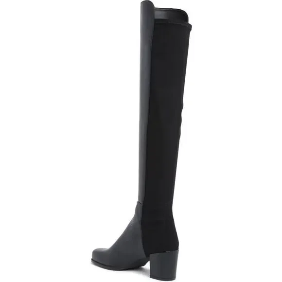 Stuart Weitzman 5050 Over the Knee Boots- Black Leather City Block Heel Size 4 - Picture 4 of 8